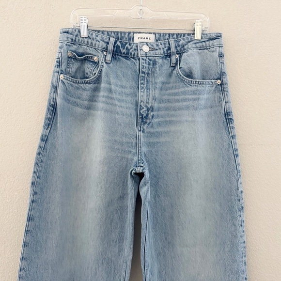 Frame Barrel Jeans 29 Raw Cuff Curved Rhode Light Wash Denim Blue Classic - Picture 9 of 15